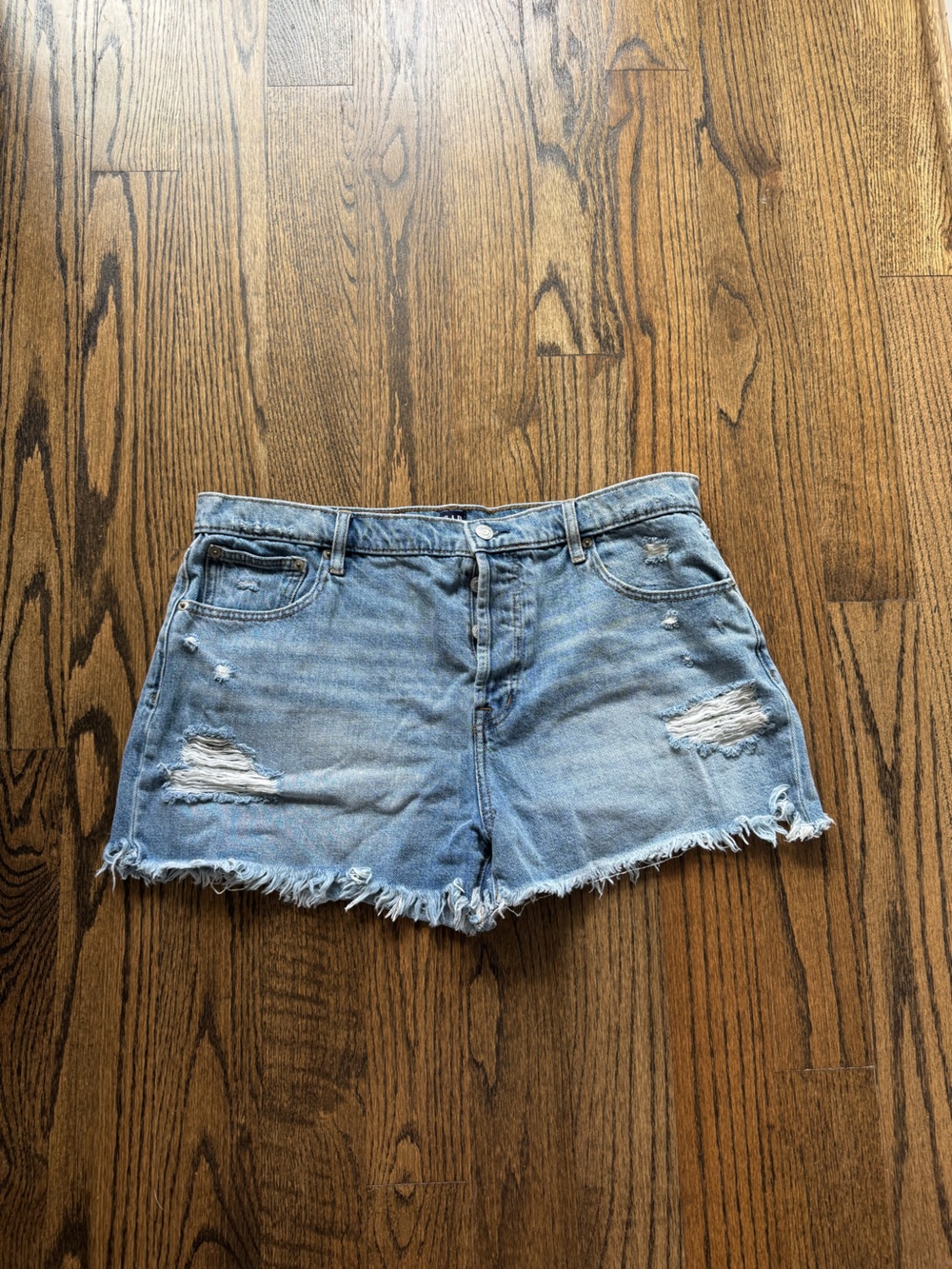 GAP Light Blue Distressed Frayed Hem Denim Shorts